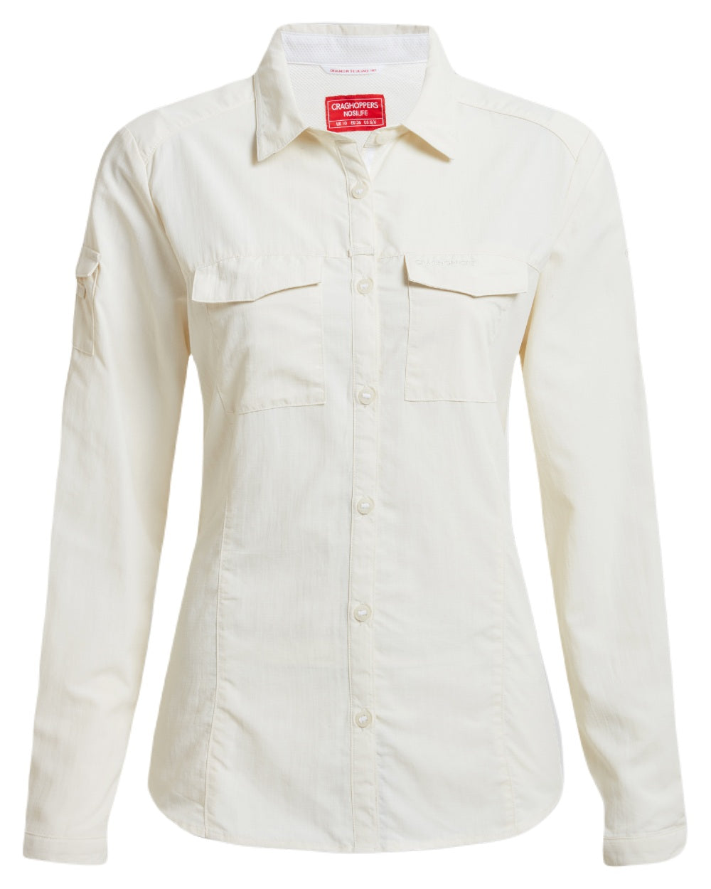 Seasalt coloured Craghoppers Womens NosiLife Adventure Long Sleeved Shirt III on white background