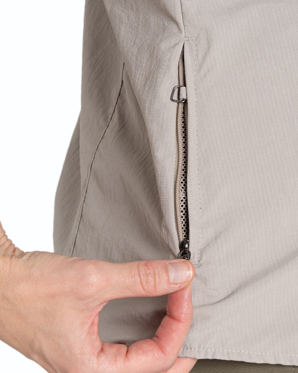 Soft Mushroom coloured Craghoppers Womens NosiLife Adventure Long Sleeved Shirt III on white background