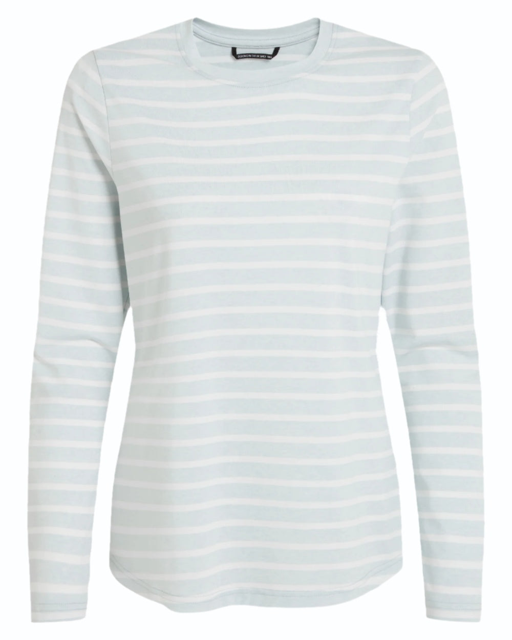 Nimbus Blue Stripe coloured Craghoppers Womens NosiLife Akona Long Sleeved Top on white background