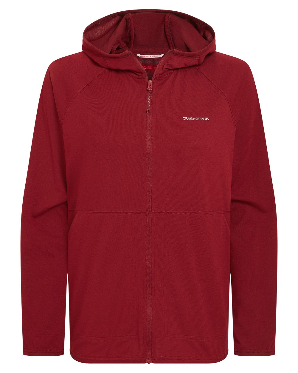 Riad Red coloured Craghoppers Womens NosiLife Aya Hooded Jacket on white background