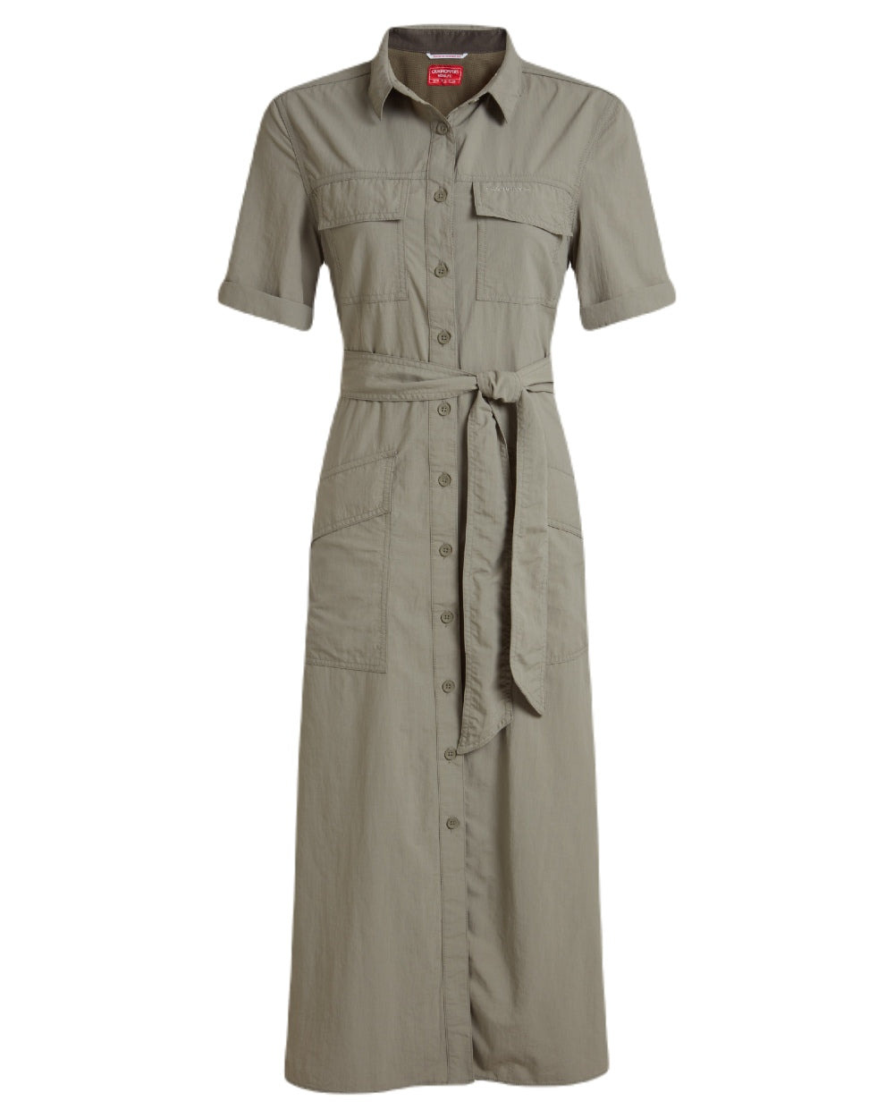 Vert coloured Craghoppers Womens NosiLife Carina Adventure Dress on white background