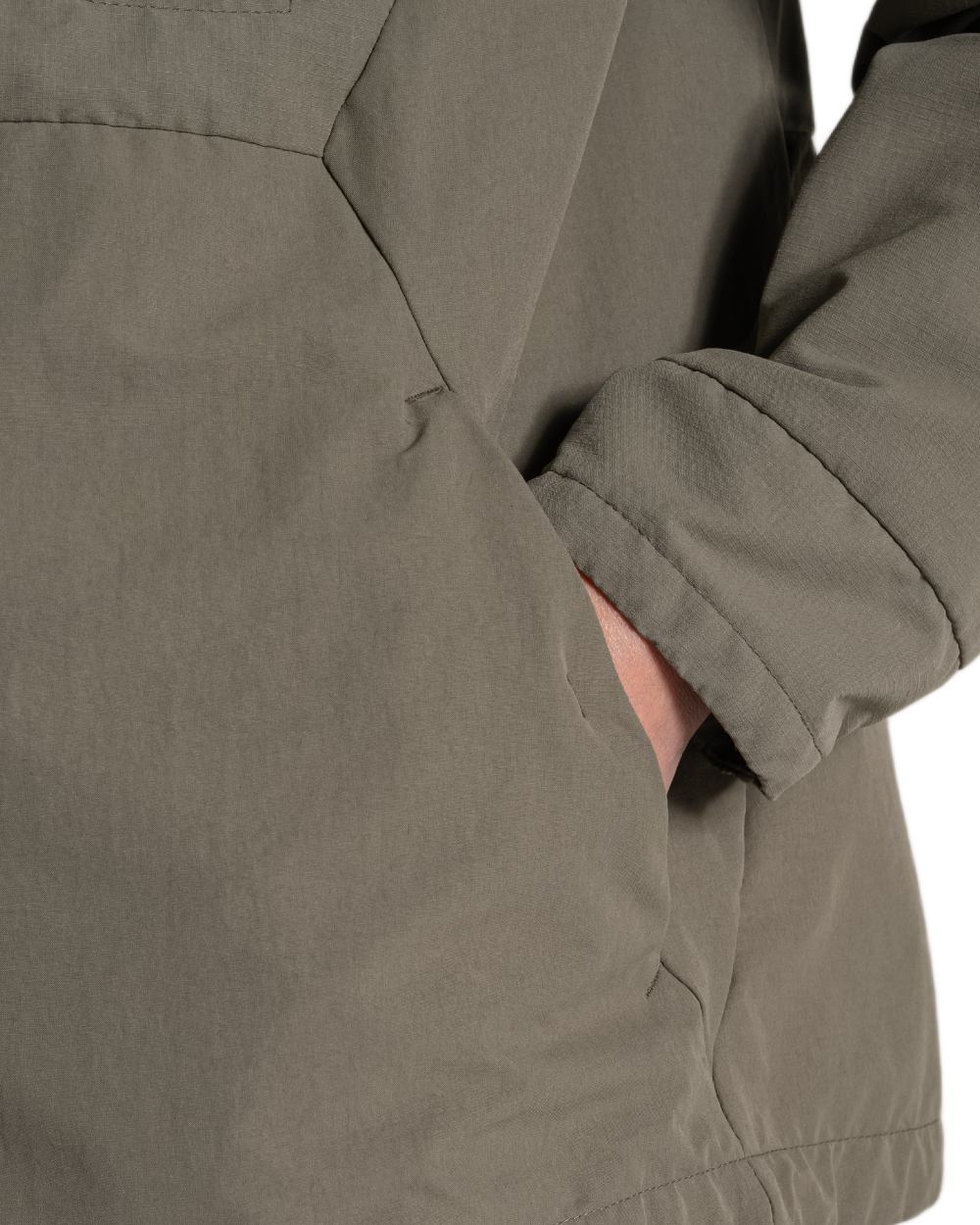 Wild Olive coloured Craghoppers Womens NosiLife Farah Jacket on white background