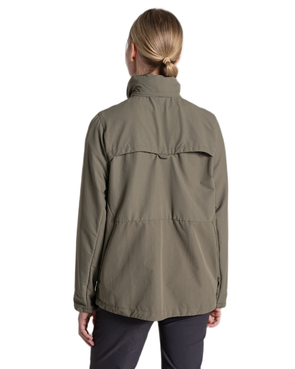 Wild Olive coloured Craghoppers Womens NosiLife Farah Jacket on white background