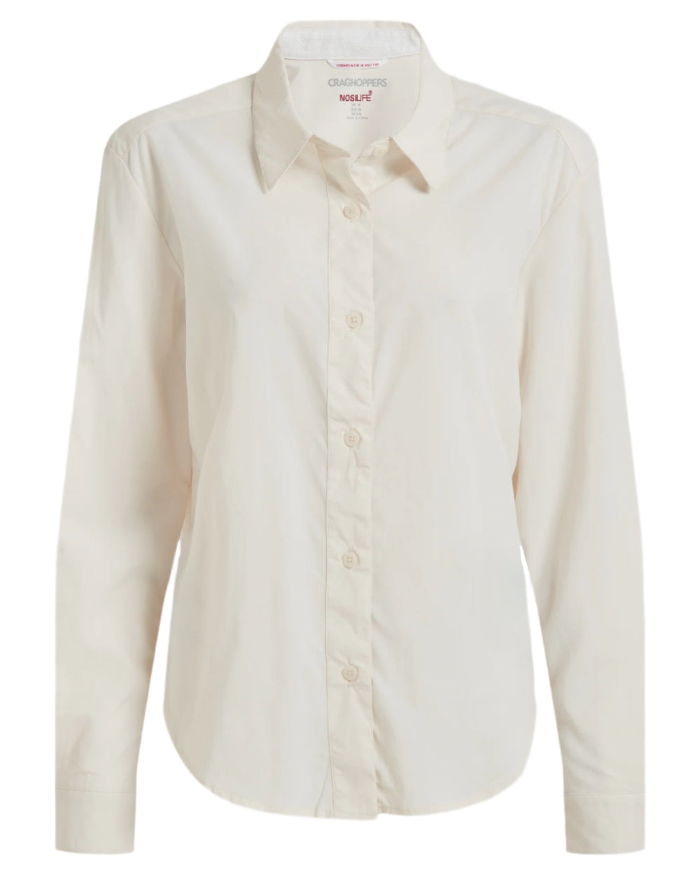 Sea Salt coloured Craghoppers Womens NosiLife Freeda Long Sleeved Shirt on white background