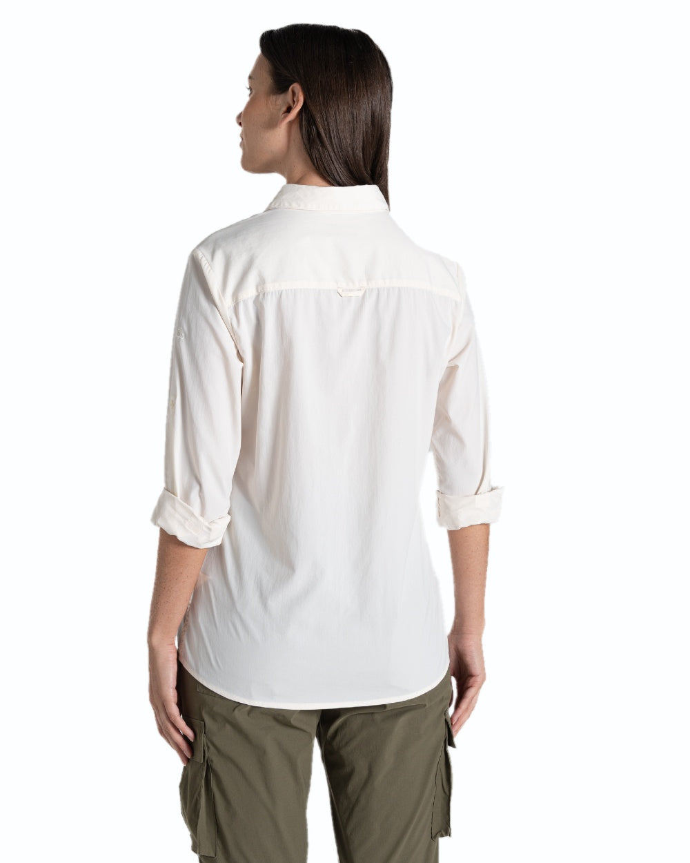 Sea Salt coloured Craghoppers Womens NosiLife Freeda Long Sleeved Shirt on white background