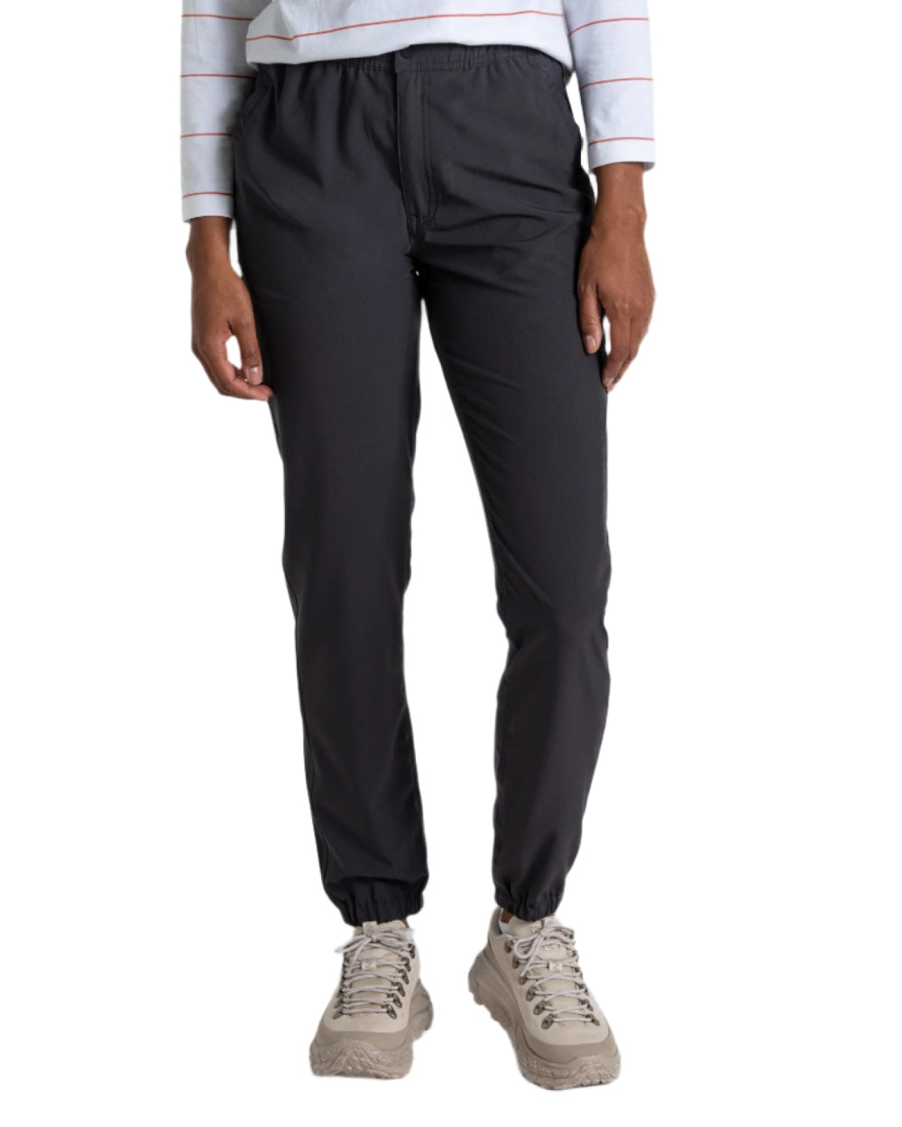 Charcoal coloured Craghoppers Womens NosiLife Lola Trousers on white background