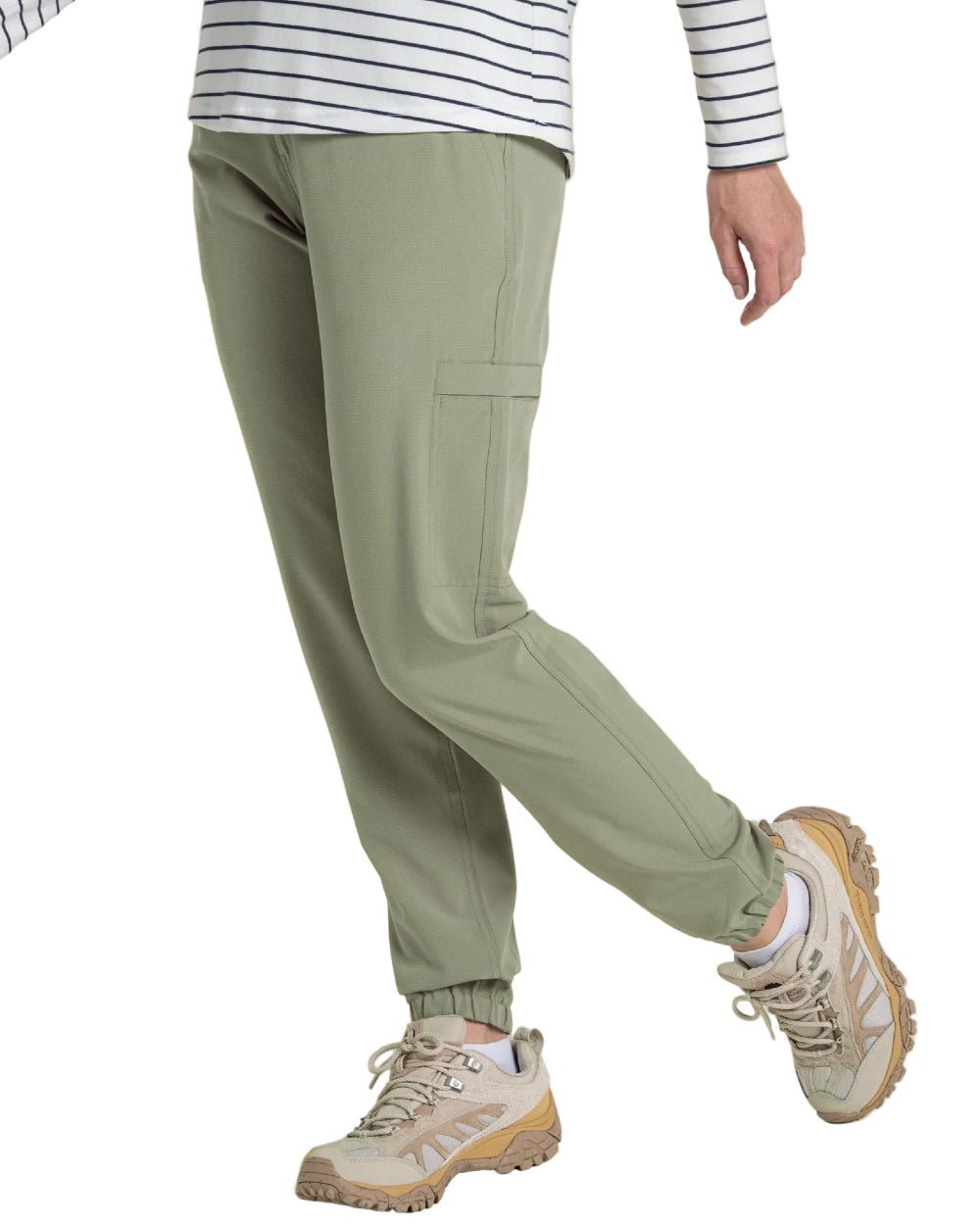 Vert coloured Craghoppers Womens NosiLife Lola Trousers on white background