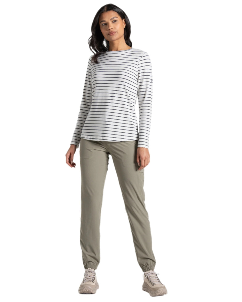 Vert coloured Craghoppers Womens NosiLife Lola Trousers on white background