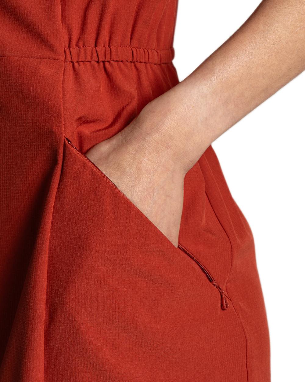 Cinnabar coloured Craghoppers Womens NosiLife Pro Dress IV on white background