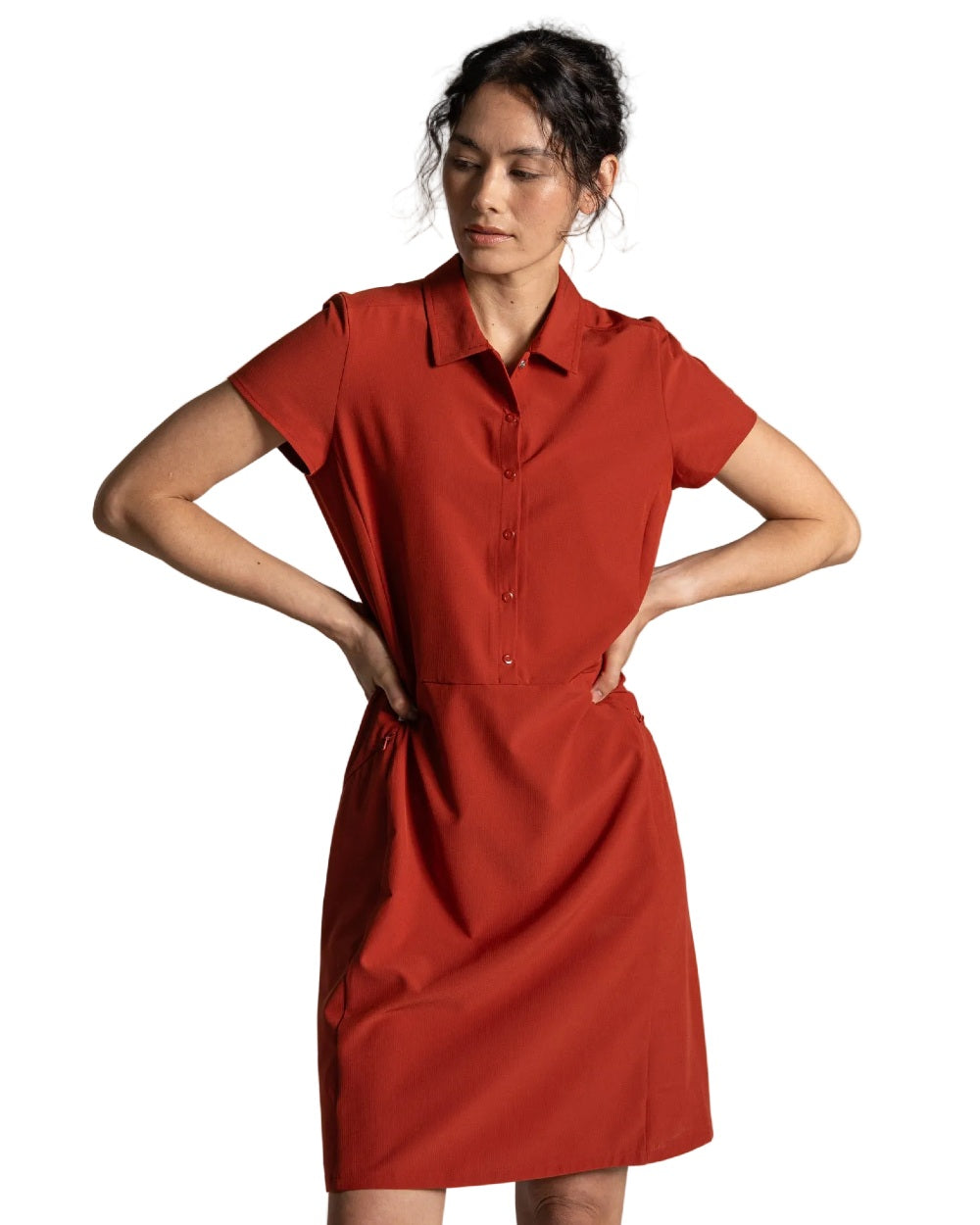 Cinnabar coloured Craghoppers Womens NosiLife Pro Dress IV on white background