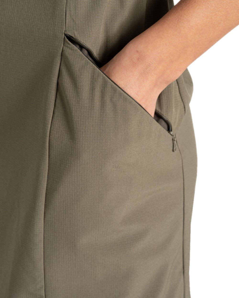 Wild Olive coloured Craghoppers Womens NosiLife Pro Dress IV on white background