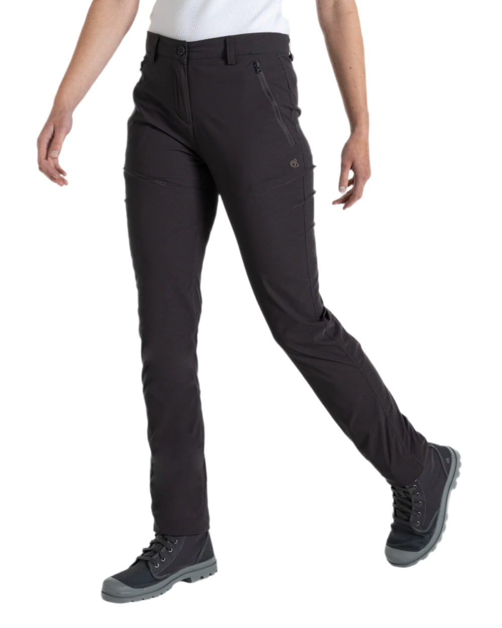 Charcoal coloured Craghoppers Womens NosiLife Pro Trousers III on white background