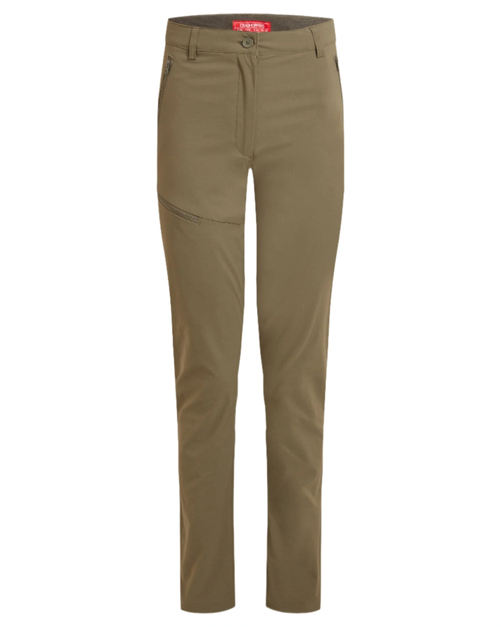 Wild Olive coloured Craghoppers Womens NosiLife Pro Trousers III on white background