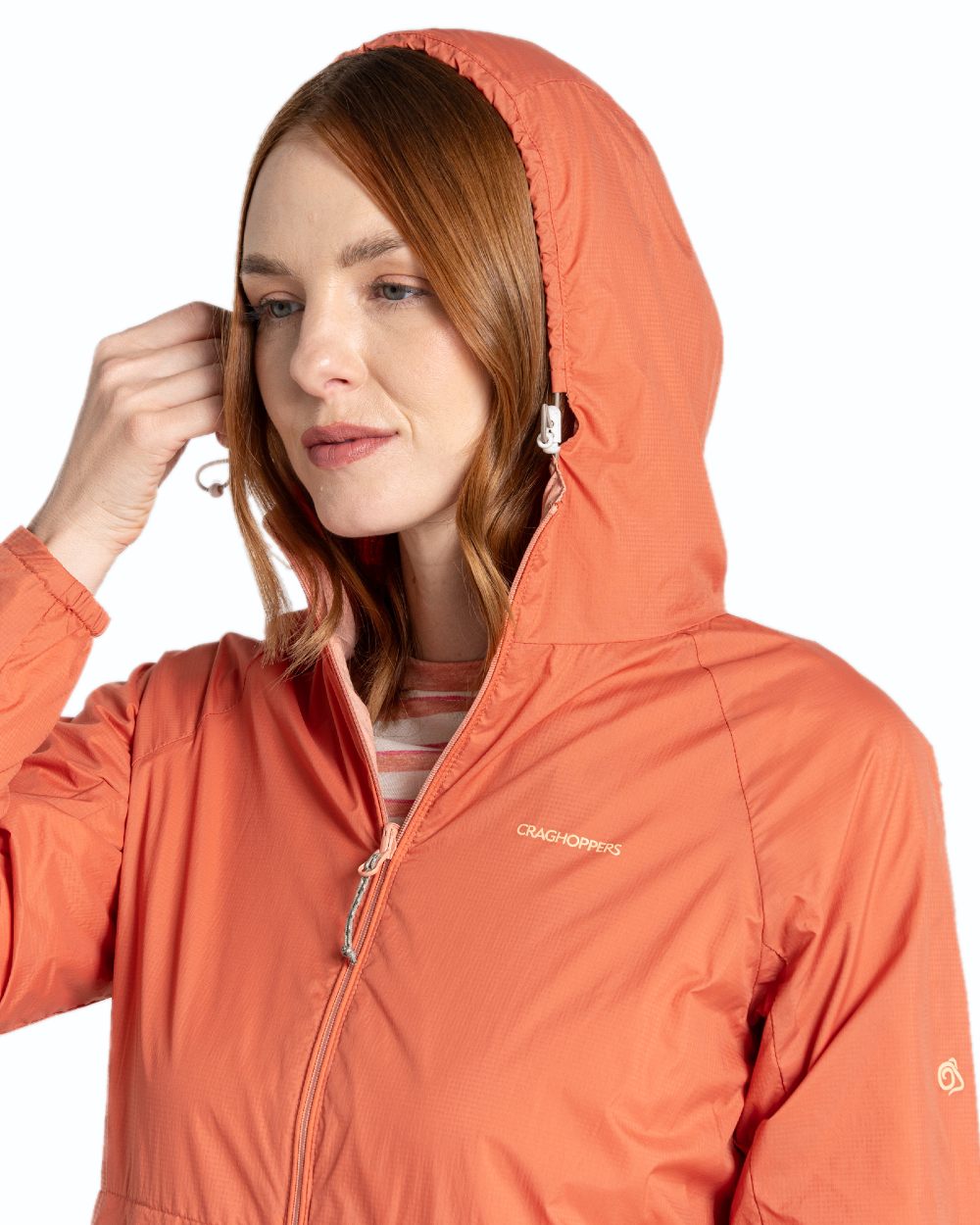 Red Sandstone Clay coloured Craghoppers Womens NosiLife Rosa Reversible Jacket on white background