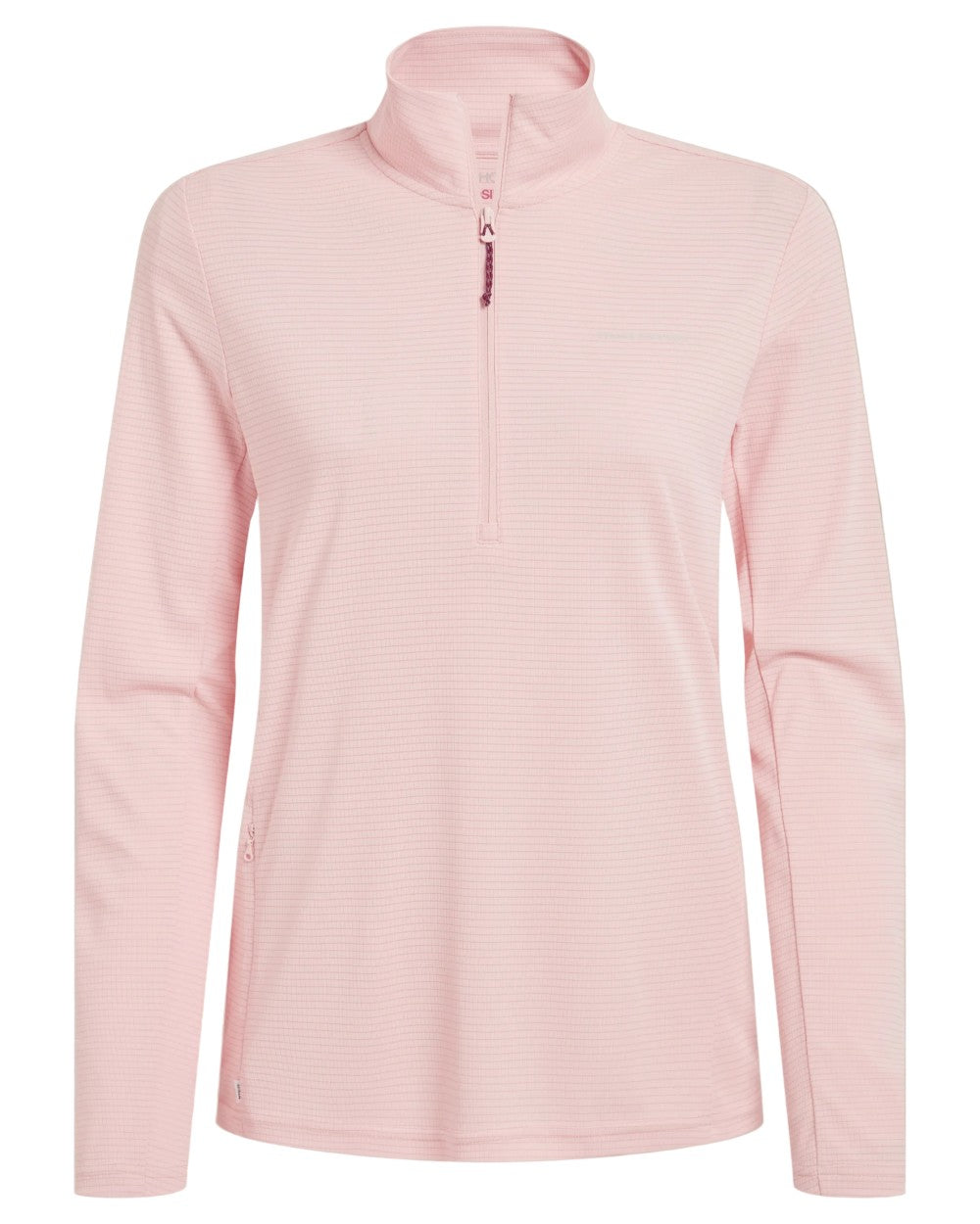Sherbert coloured Craghoppers Womens NosiLife SolarShield+ Half Zip Top on white background