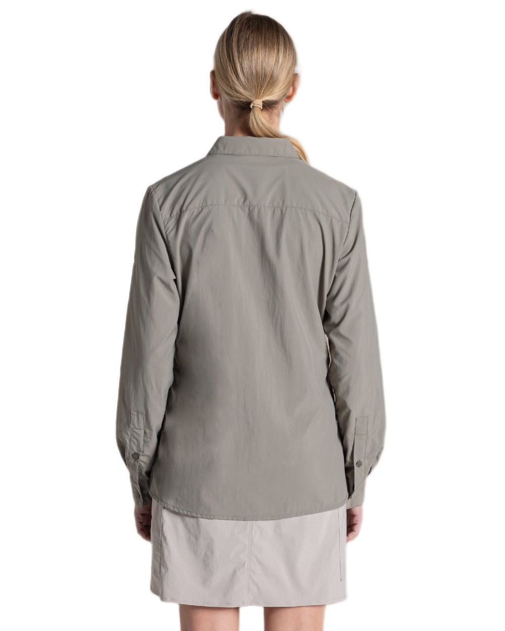 Vert coloured Craghoppers Womens Nosiife Alma Long Sleeved Shirt on white background