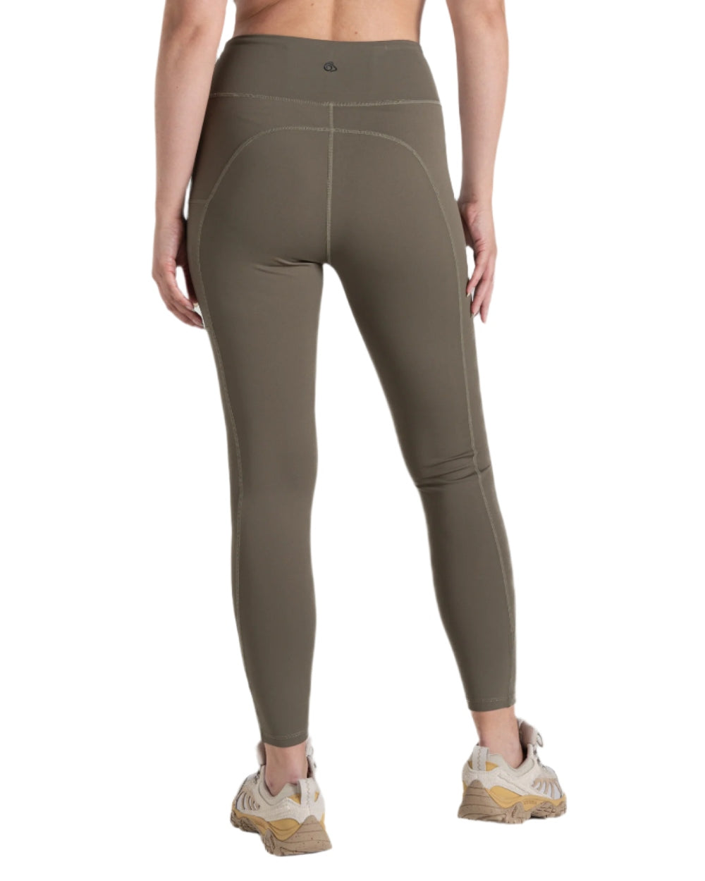 Wild Olive coloured Craghoppers Womens Nosilife Adeena Leggings on white background