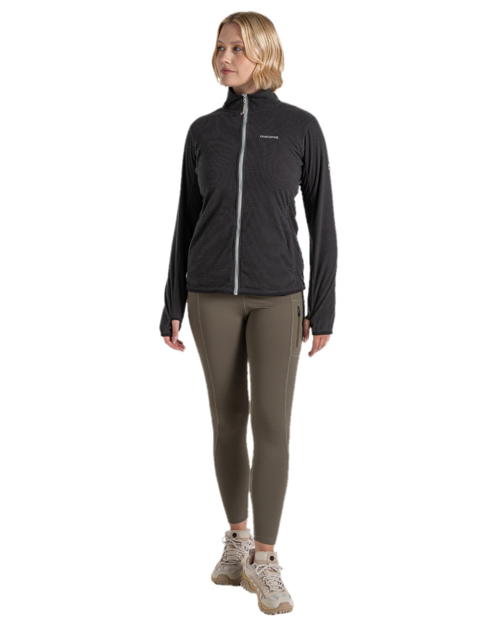 Wild Olive coloured Craghoppers Womens Nosilife Adeena Leggings on white background