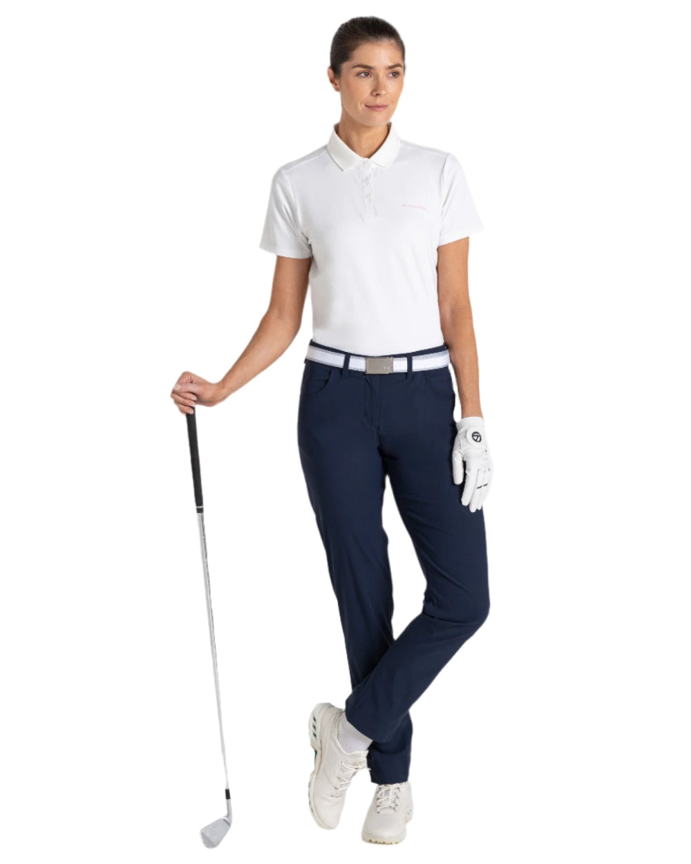 Blue Navy coloured Craghoppers Womens Nosilife Milla Golf Trousers on white background