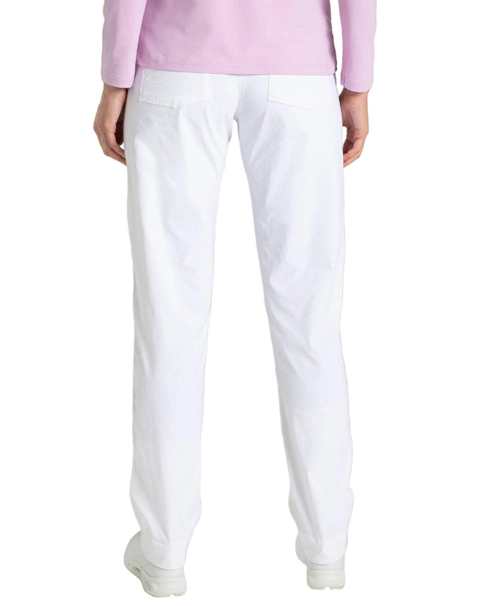 White coloured Craghoppers Womens Nosilife Milla Golf Trousers on white background