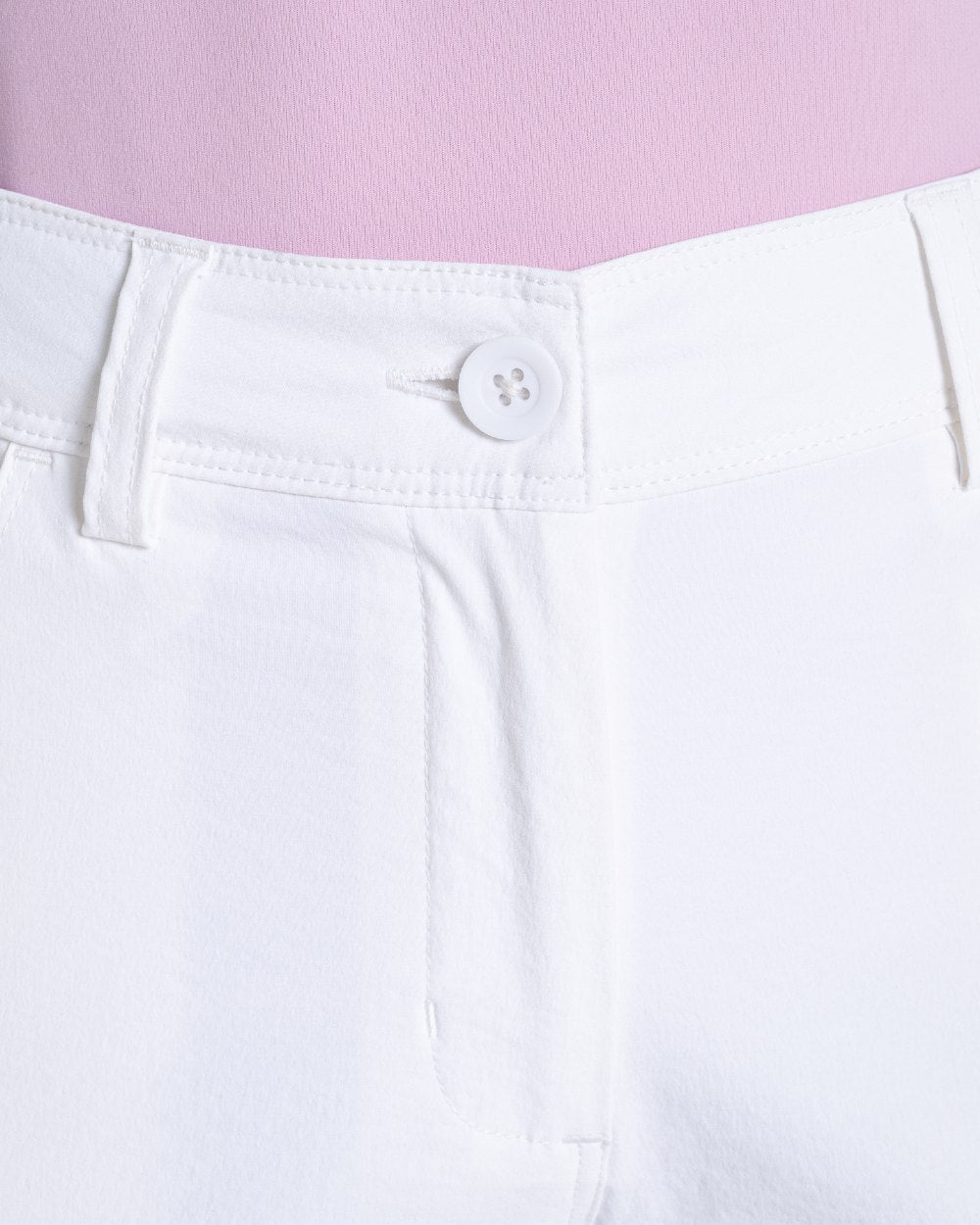 White coloured Craghoppers Womens Nosilife Milla Golf Trousers on white background