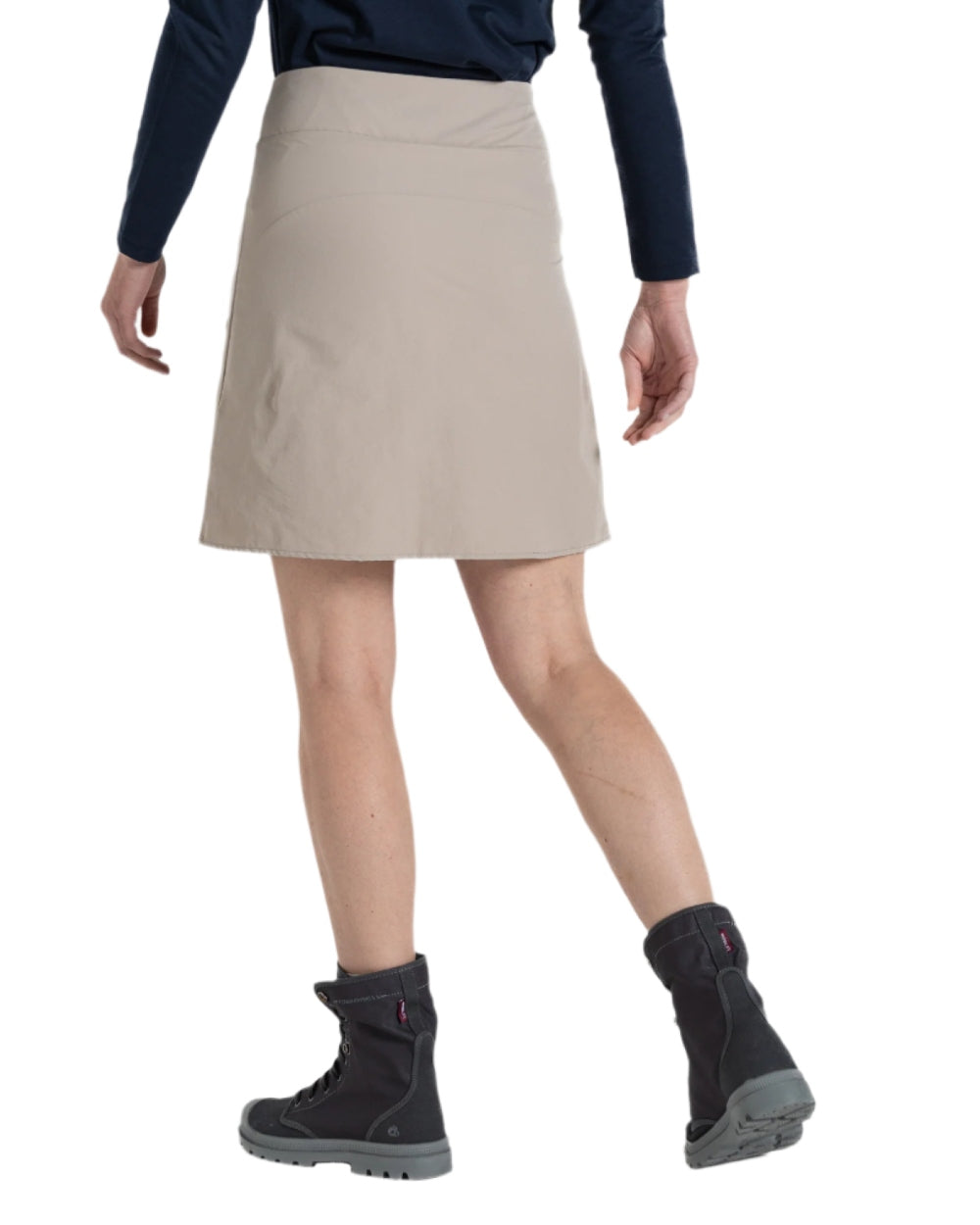Soft Mushroom coloured Craghoppers Womens Nosilife Pro Skort II on white background