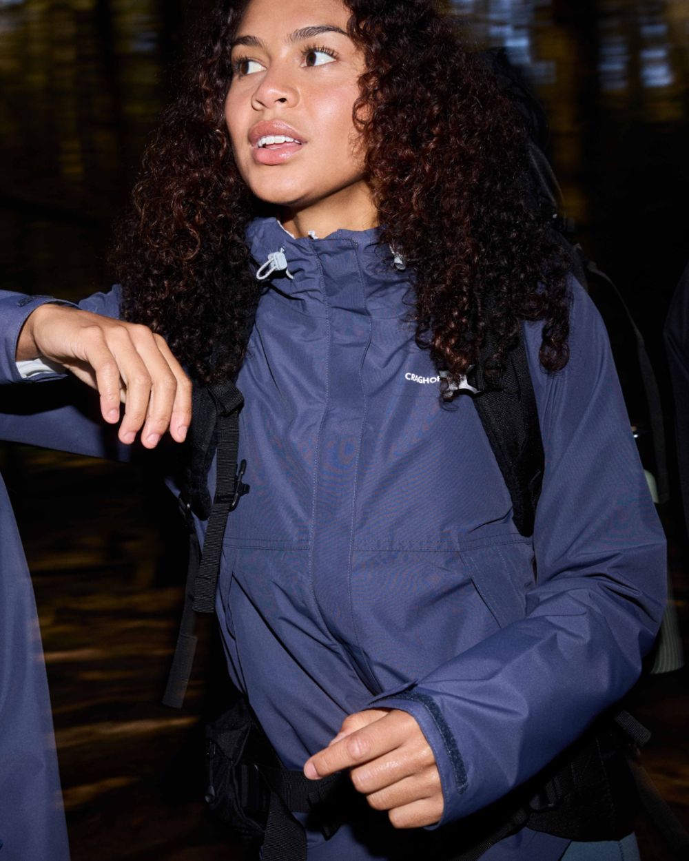 Anthracite coloured Craghoppers Womens Ossus Waterproof Jacket on mountain background