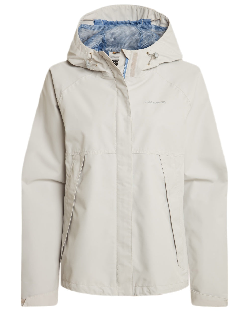 Light Grey Coloured Craghoppers Womens Ossus Waterproof Jacket on white background