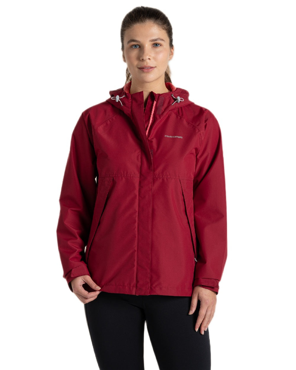 Sumac Red Coloured Craghoppers Womens Ossus Waterproof Jacket on white background
