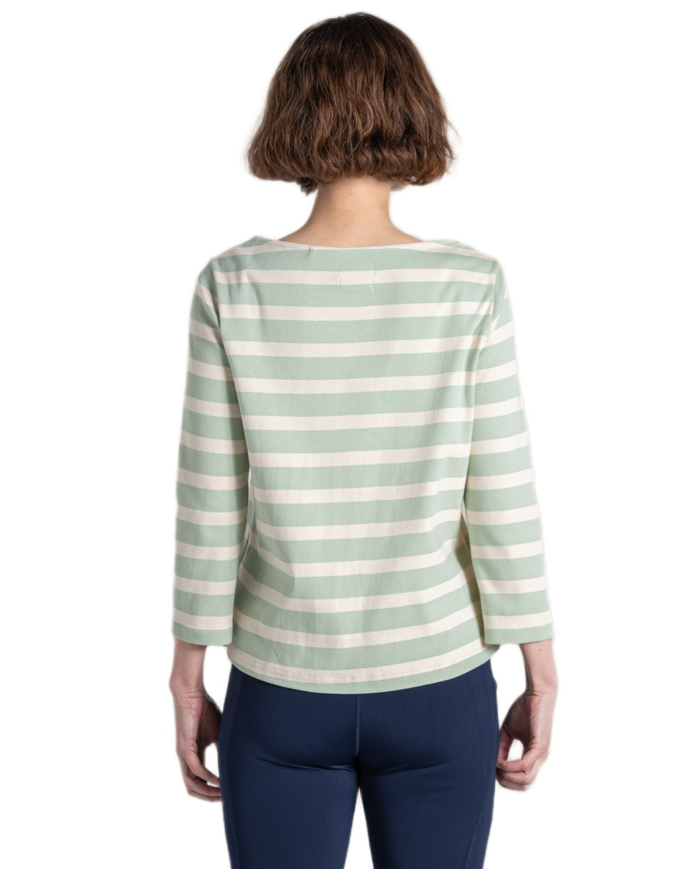 Iced Matcha Stripe coloured Craghoppers Womens Pavey Long Sleeved Top on white background