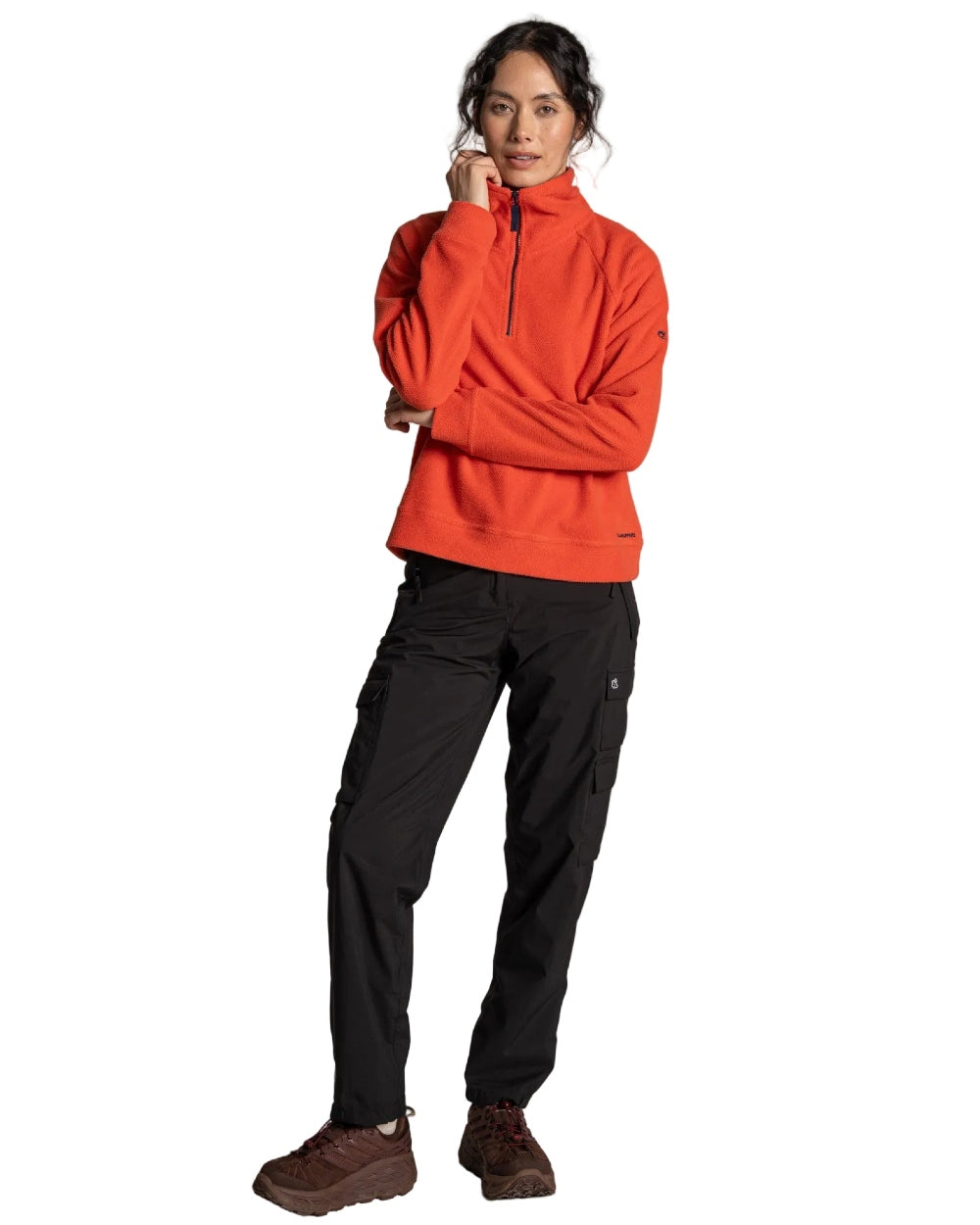 Grenadine coloured Craghoppers Womens Raja Half Zip Fleece on white background