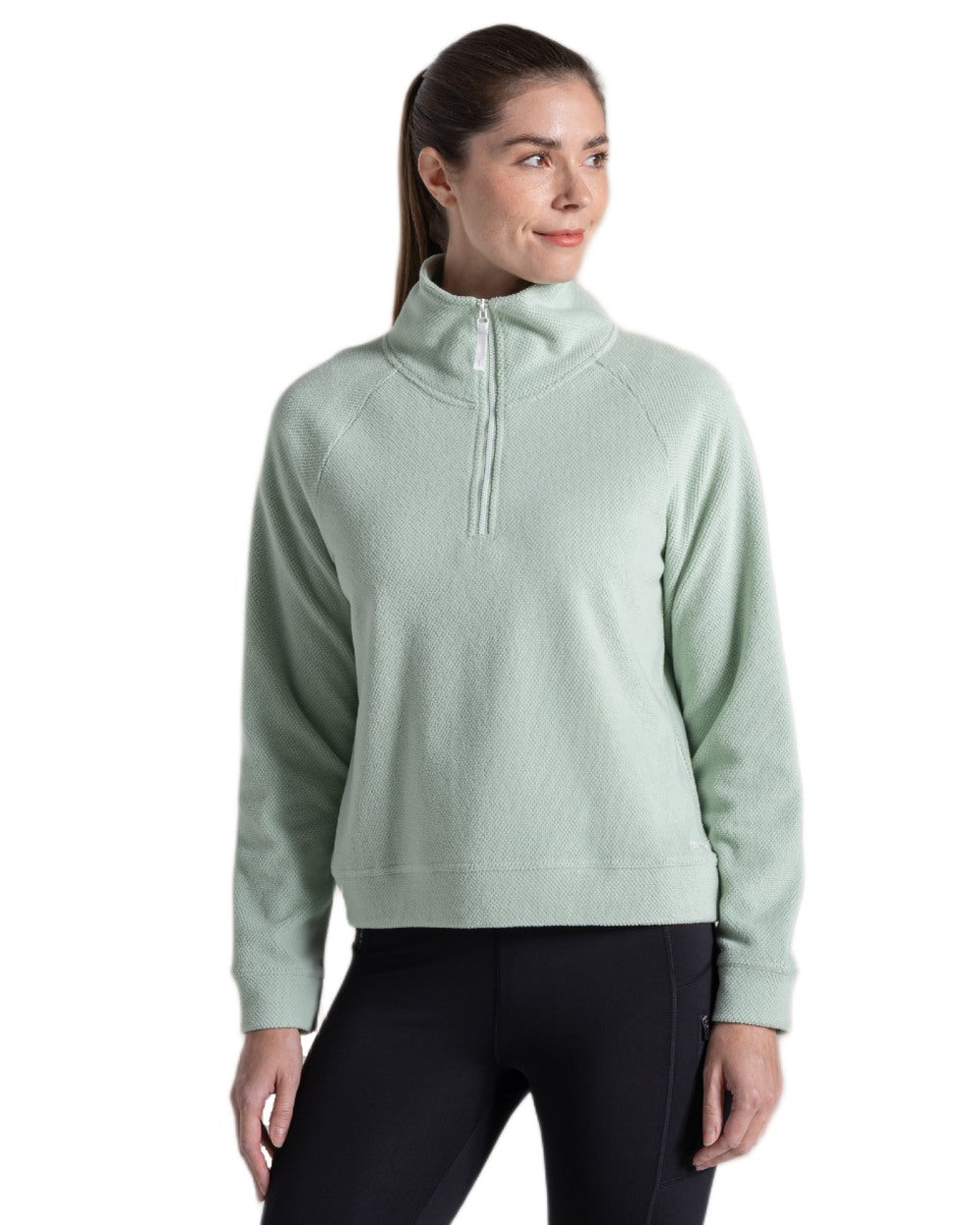 Iced Matcha coloured Craghoppers Womens Raja Half Zip Fleece on white background