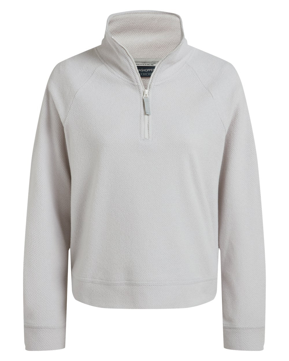 Lunar Grey Marl coloured Craghoppers Womens Raja Half Zip Fleece on white background