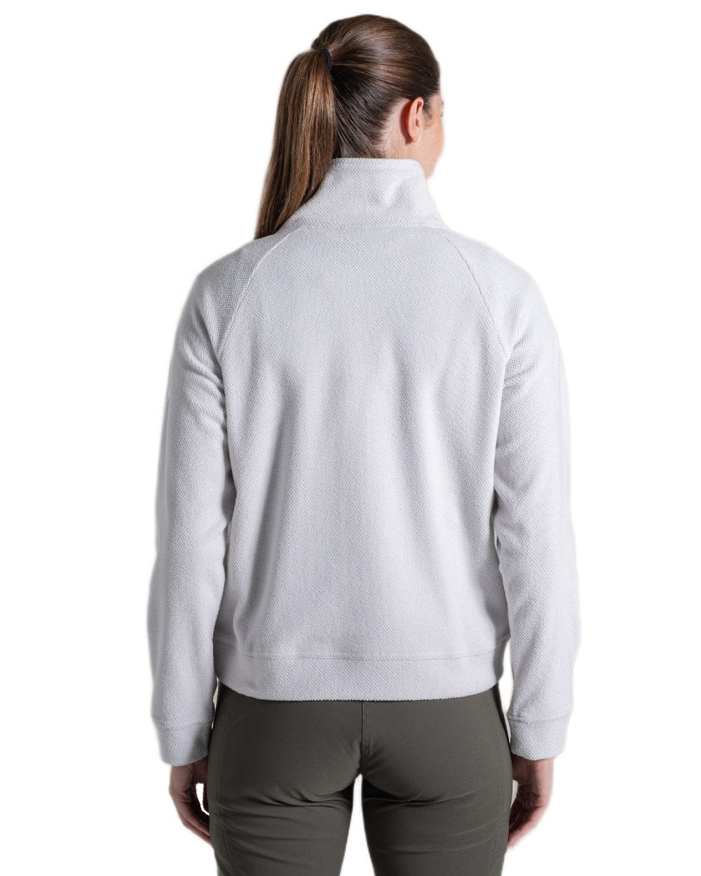 Lunar Grey Marl coloured Craghoppers Womens Raja Half Zip Fleece on white background