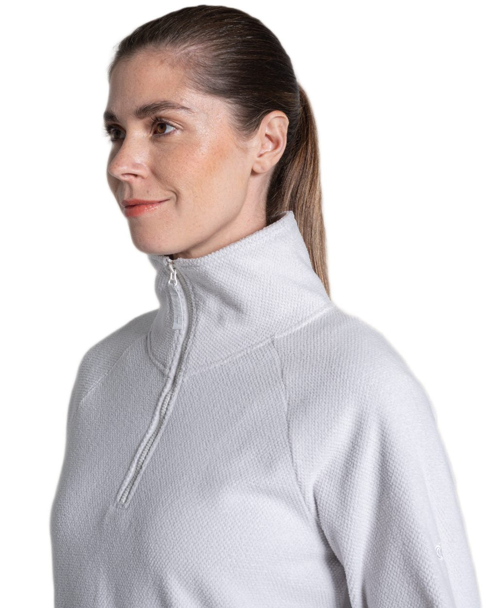 Lunar Grey Marl coloured Craghoppers Womens Raja Half Zip Fleece on white background