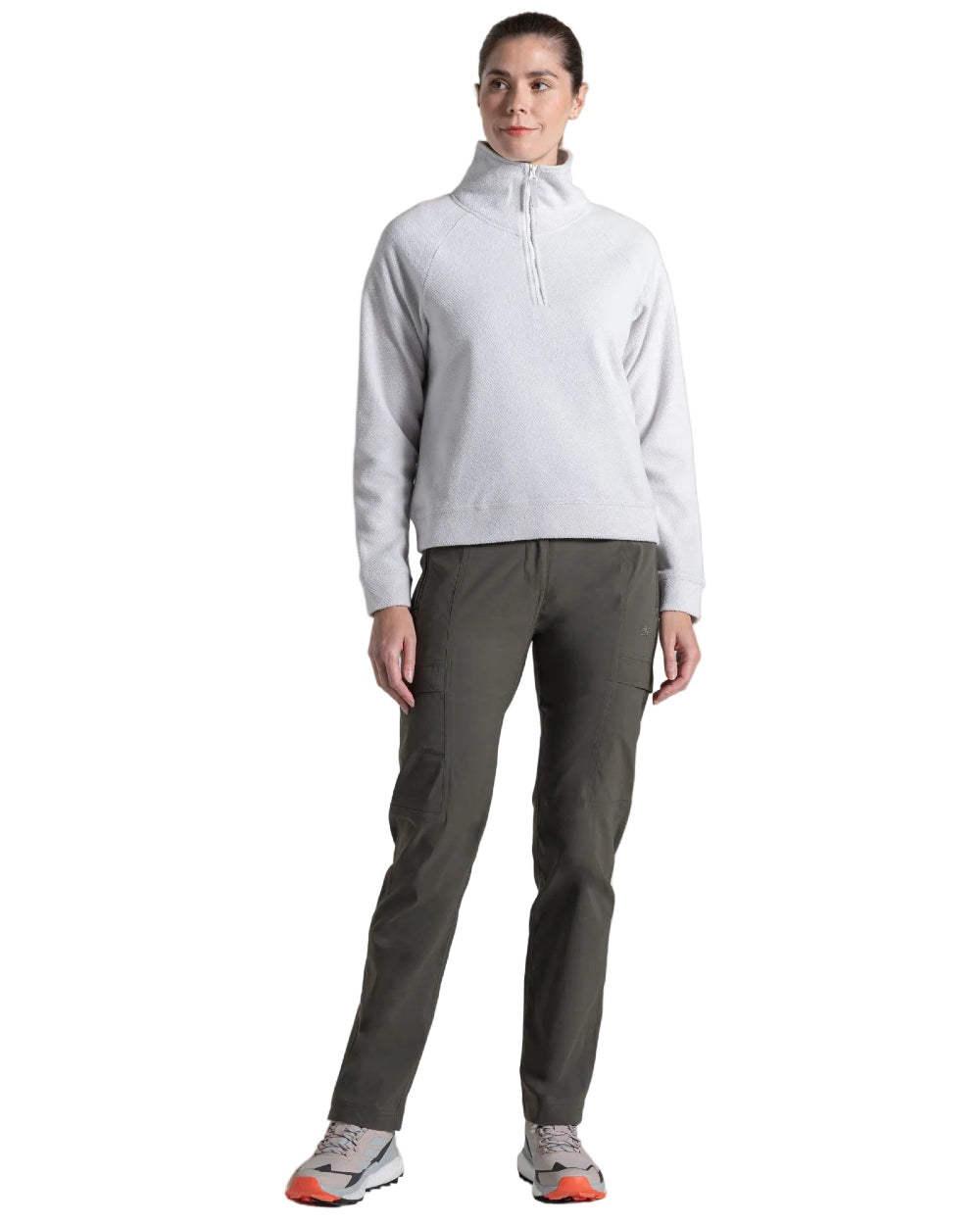 Lunar Grey Marl coloured Craghoppers Womens Raja Half Zip Fleece on white background