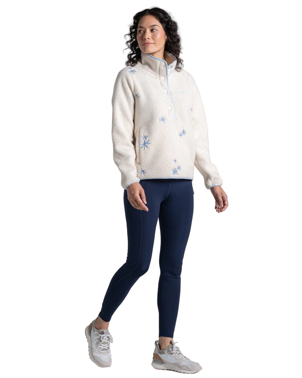 Ecru Floral Coloured Craghoppers Womens Rosemary Overhead Top on white background