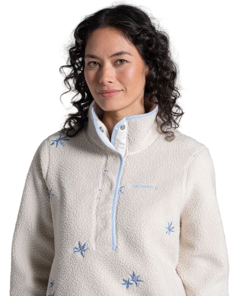 Ecru Floral Coloured Craghoppers Womens Rosemary Overhead Top on white background
