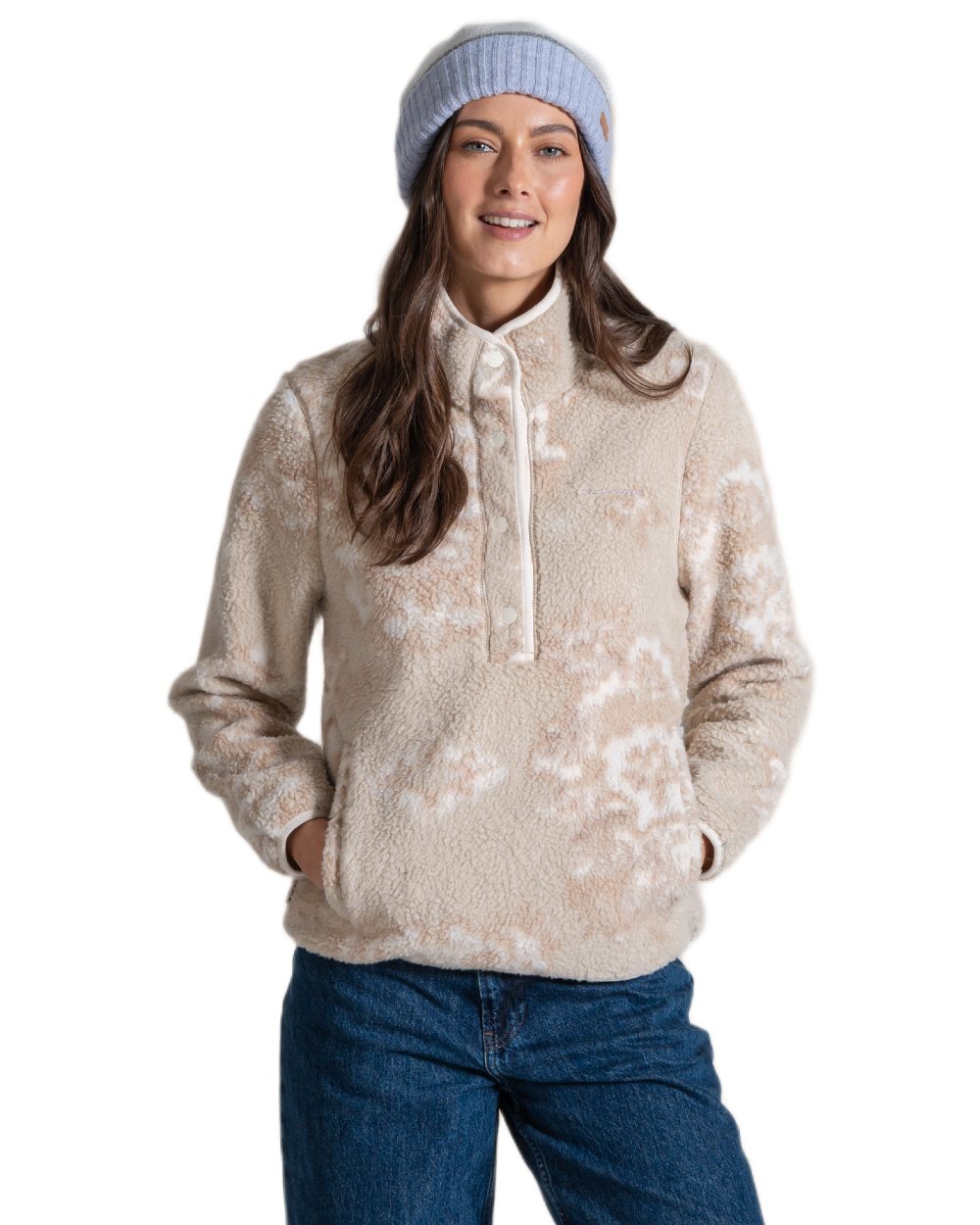 Ecru Print Coloured Craghoppers Womens Rosemary Overhead Top on white background