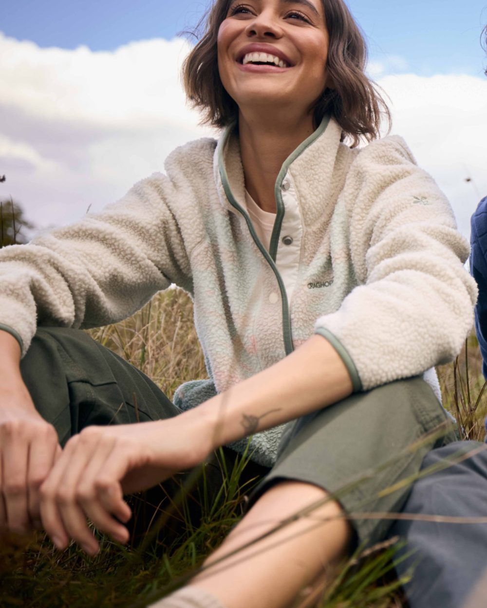 Oyster Print Coloured Craghoppers Womens Rosemary Overhead Top on forest background