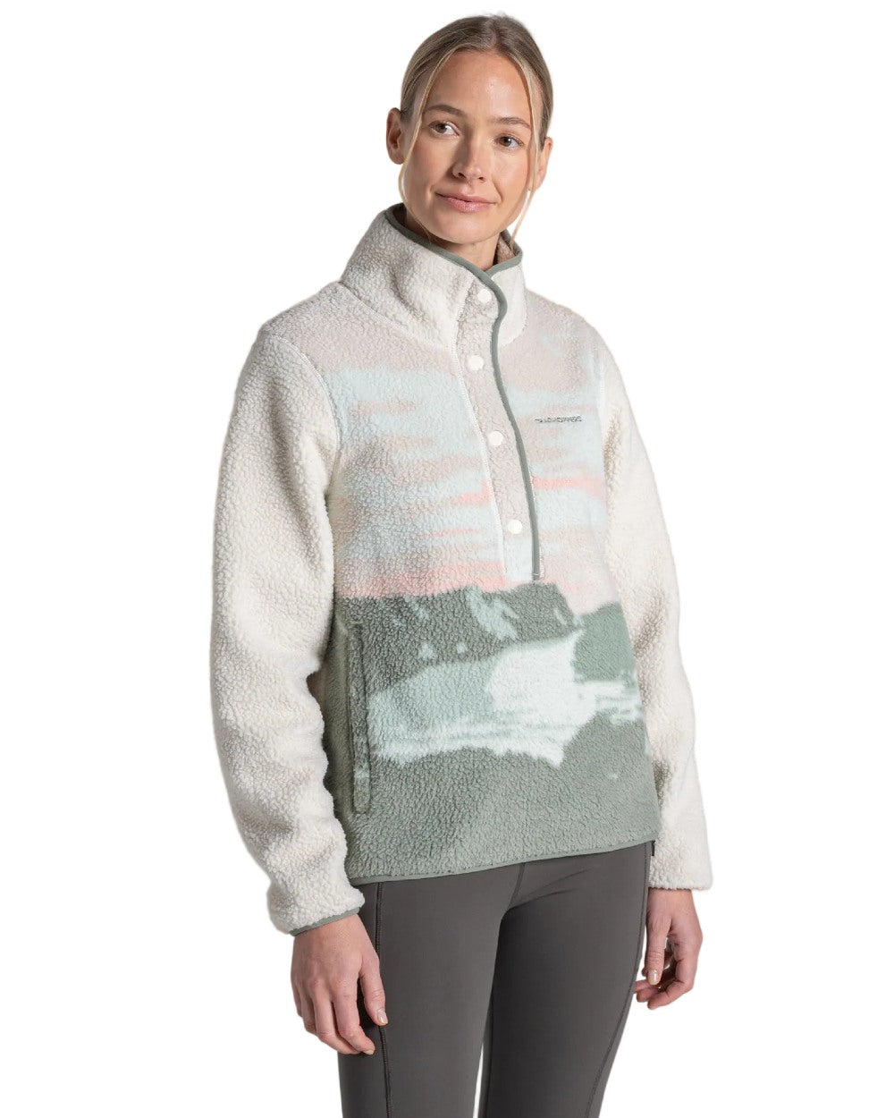 Oyster Print Coloured Craghoppers Womens Rosemary Overhead Top on white background