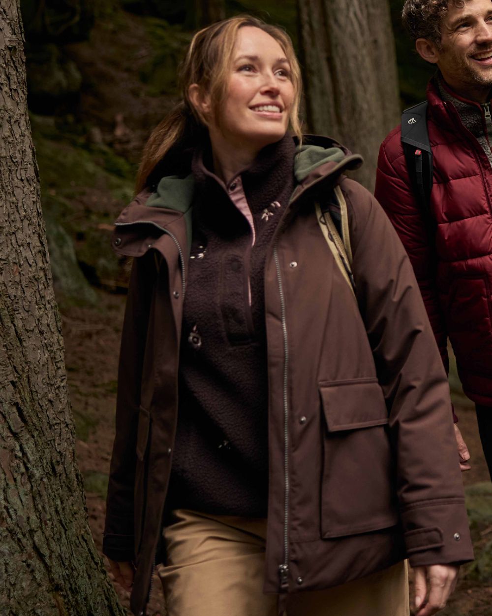 Wenge Brown Coloured Craghoppers Womens Rosemary Overhead Top on forest background