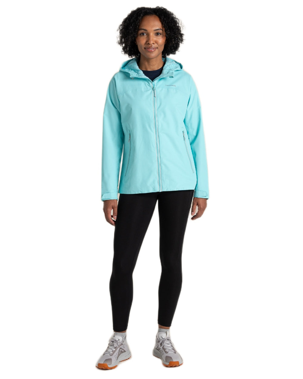 Aqua Sky coloured Craghoppers Womens Solla Waterproof Jacket on white background