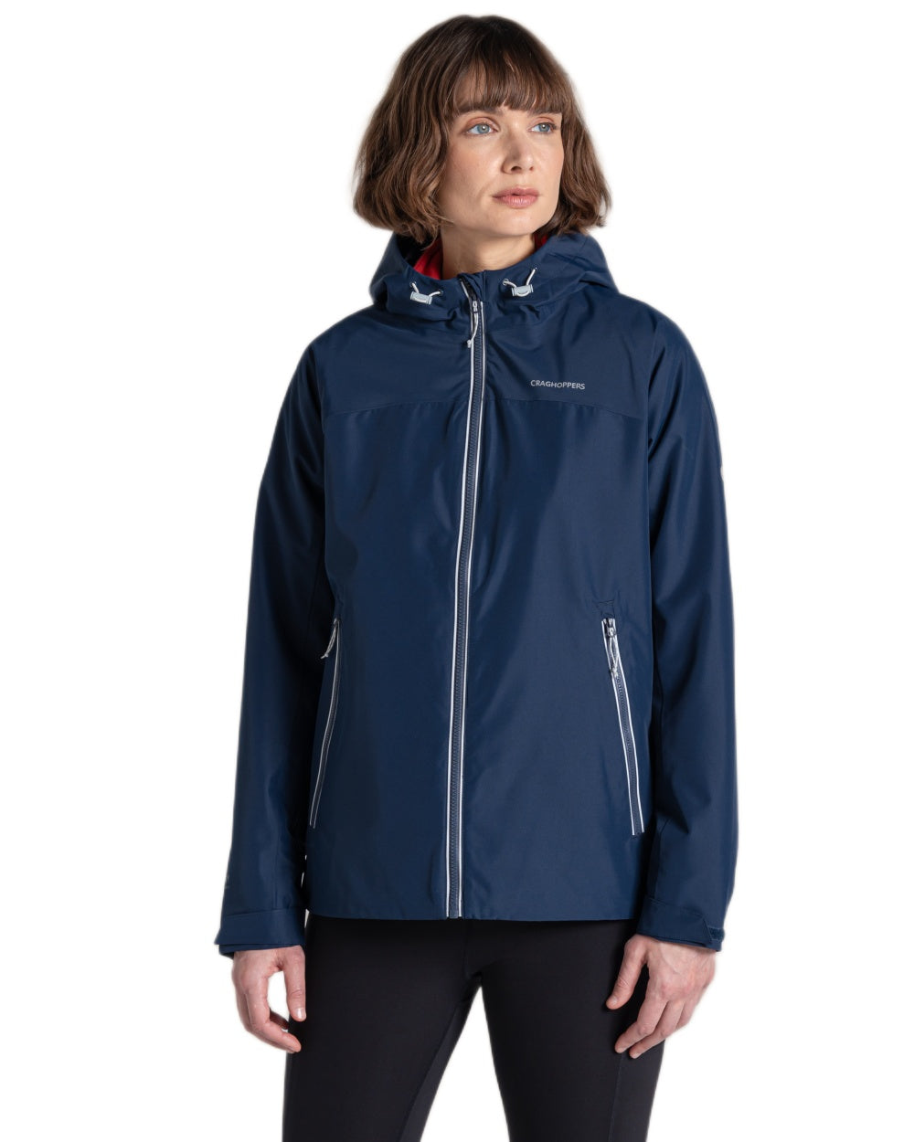 Blue Navy coloured Craghoppers Womens Solla Waterproof Jacket on white background