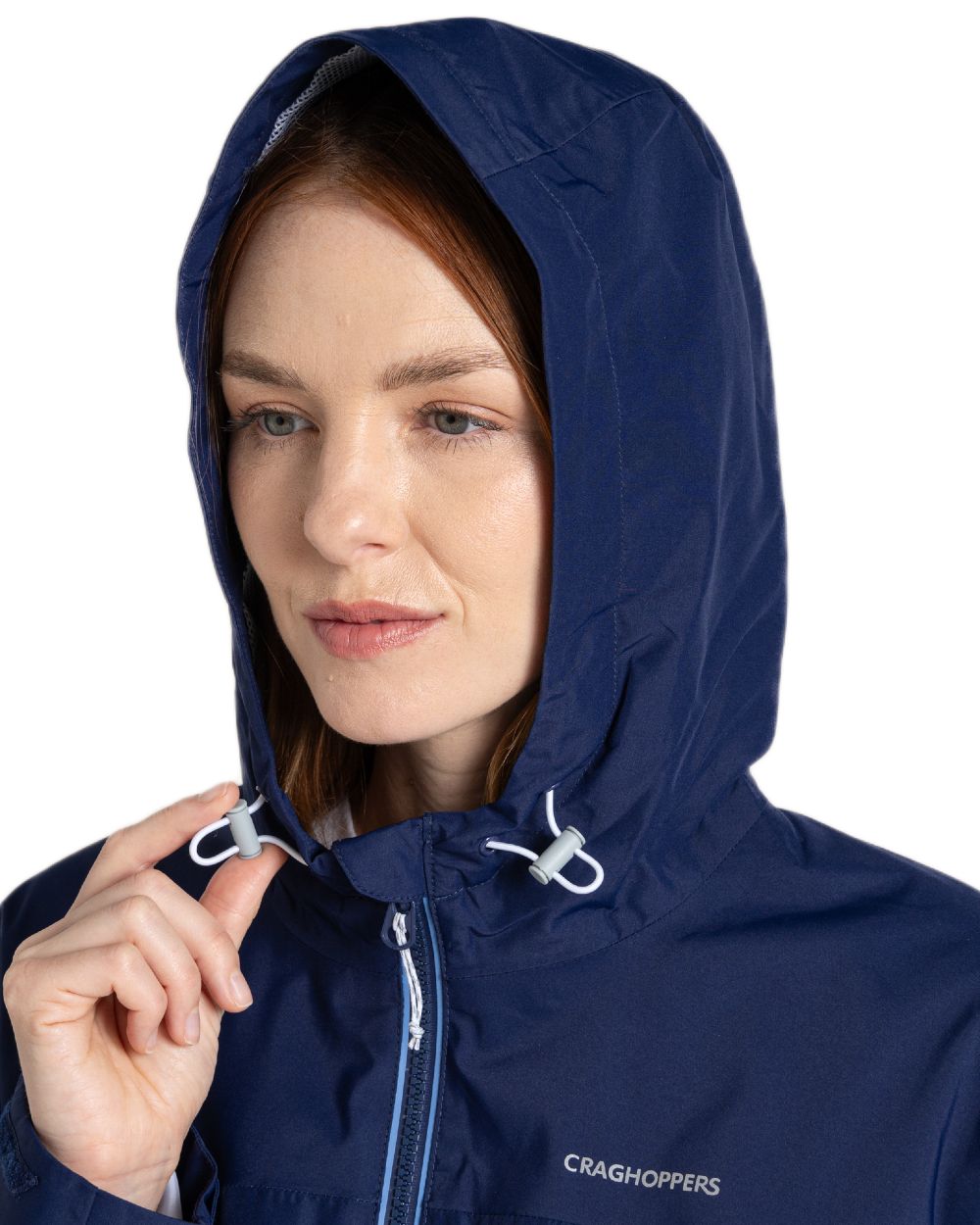 Indigo Blue coloured Craghoppers Womens Solla Waterproof Jacket on white background