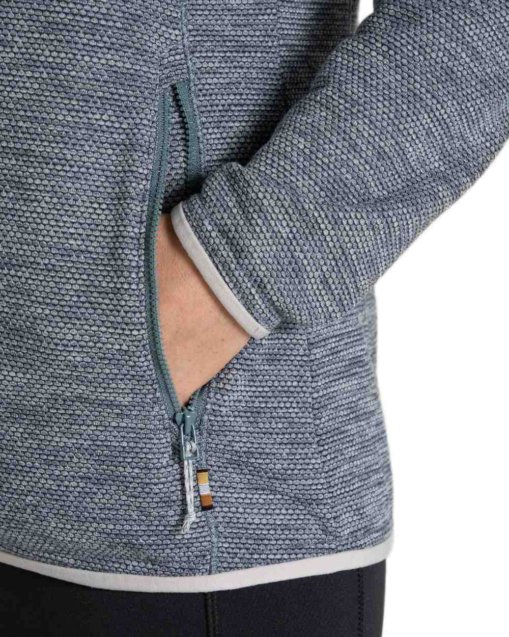 Storm Grey Marl coloured Craghoppers Womens Tarvos Full Zip Fleece on white background