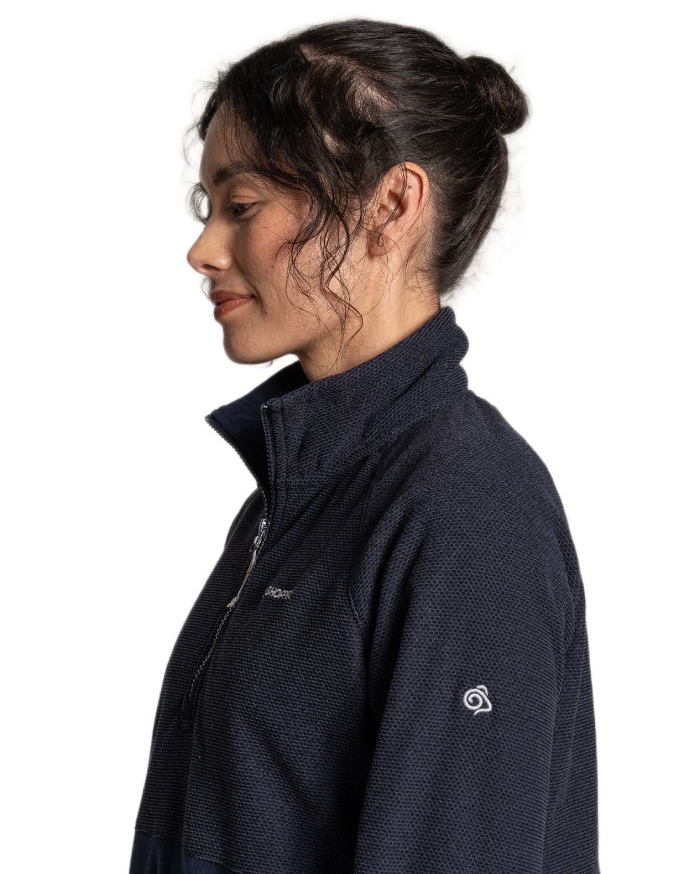 Dark Sapphire coloured Craghoppers Womens Thuya Half Zip Fleece on white background