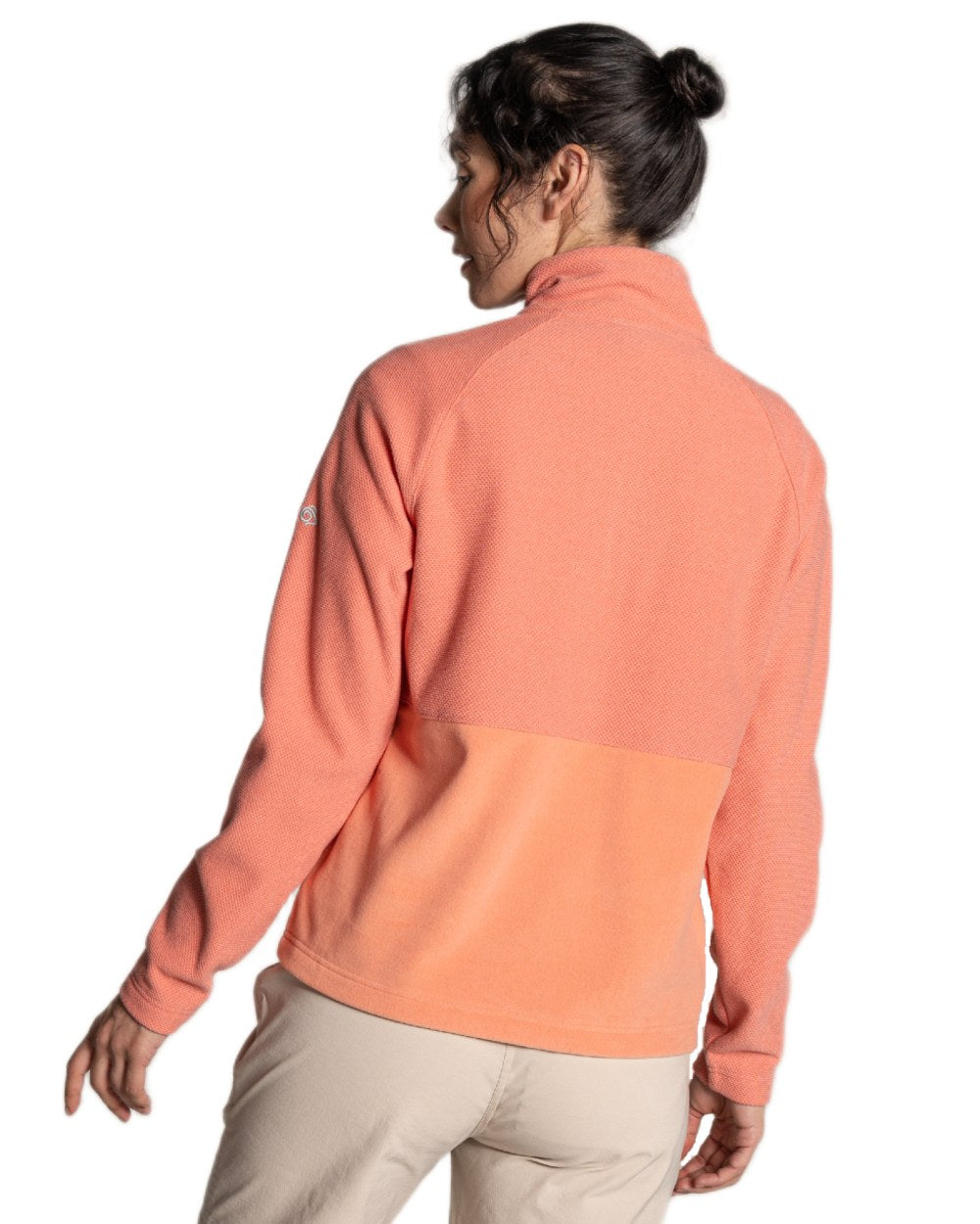 Spiced Apricot coloured Craghoppers Womens Thuya Half Zip Fleece on white background