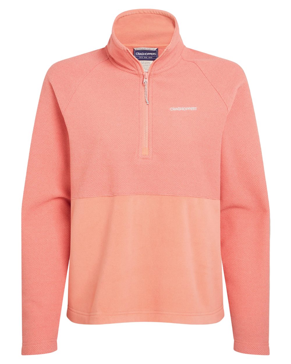 Spiced Apricot coloured Craghoppers Womens Thuya Half Zip Fleece on white background
