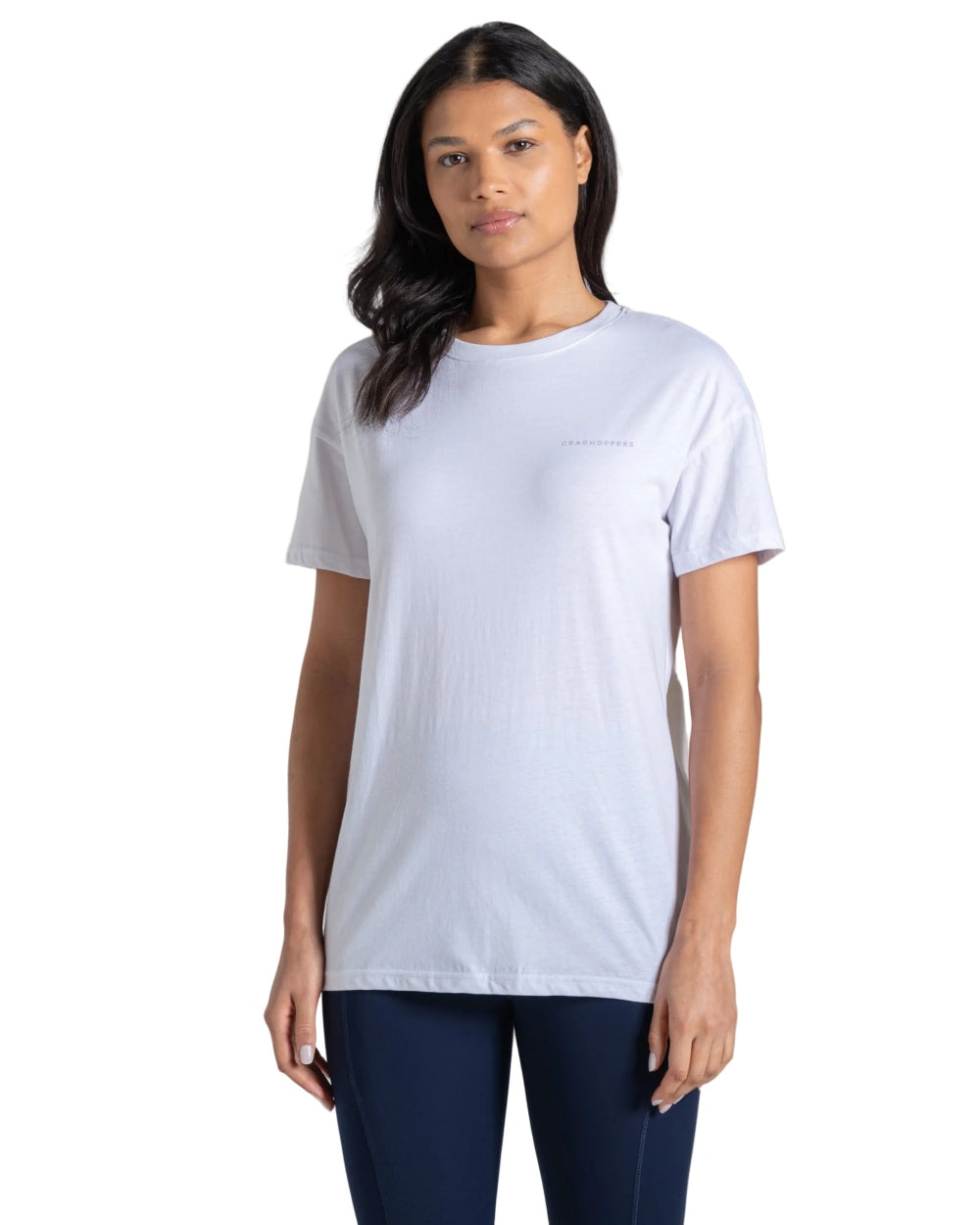Optic White Coloured Craghoppers Womens Yago Short Sleeved Top on White Background